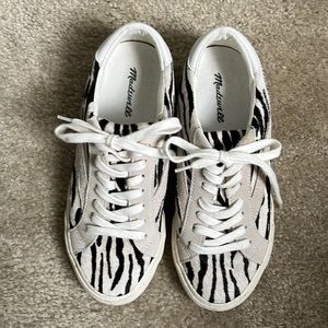 Last chance! Madewell Low-Top Zebra Calf Hair Sidewalk Sneakers